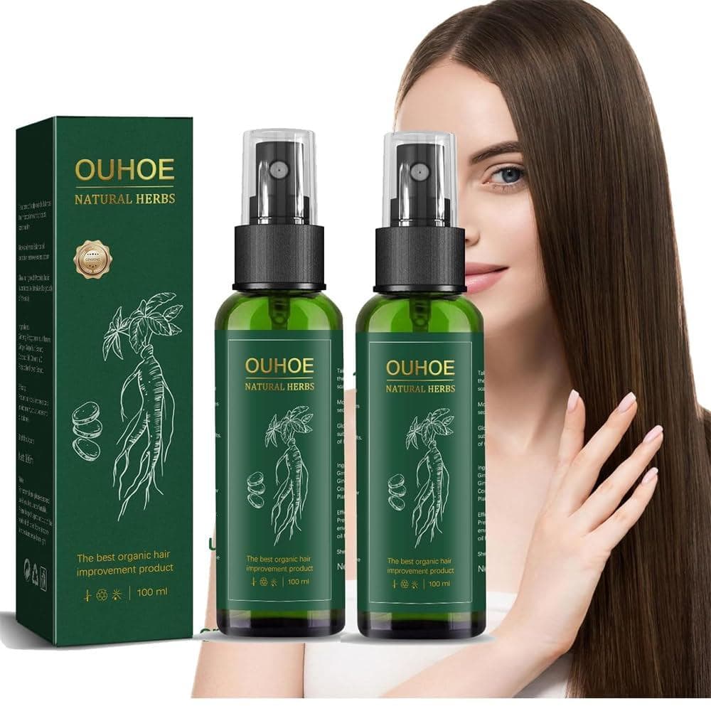 2PCS Spray para Crescimento Capilar Ouhoe, Para o Crescimento do Cabelo, Sérum de Regeneração Capilar com Ginseng Ouhoe