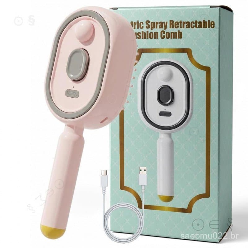Escova de Cabelo Elétrica a Vapor, Escova de Cabelo Elétrica com Almofada de Ar para Mulheres, Escova de Cabelo Recarreg