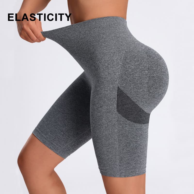 Verão esportes yoga Shorts feminino nu cintura alta hip-Lifting cinco pontos calças de yoga pêssego hip magro calças de