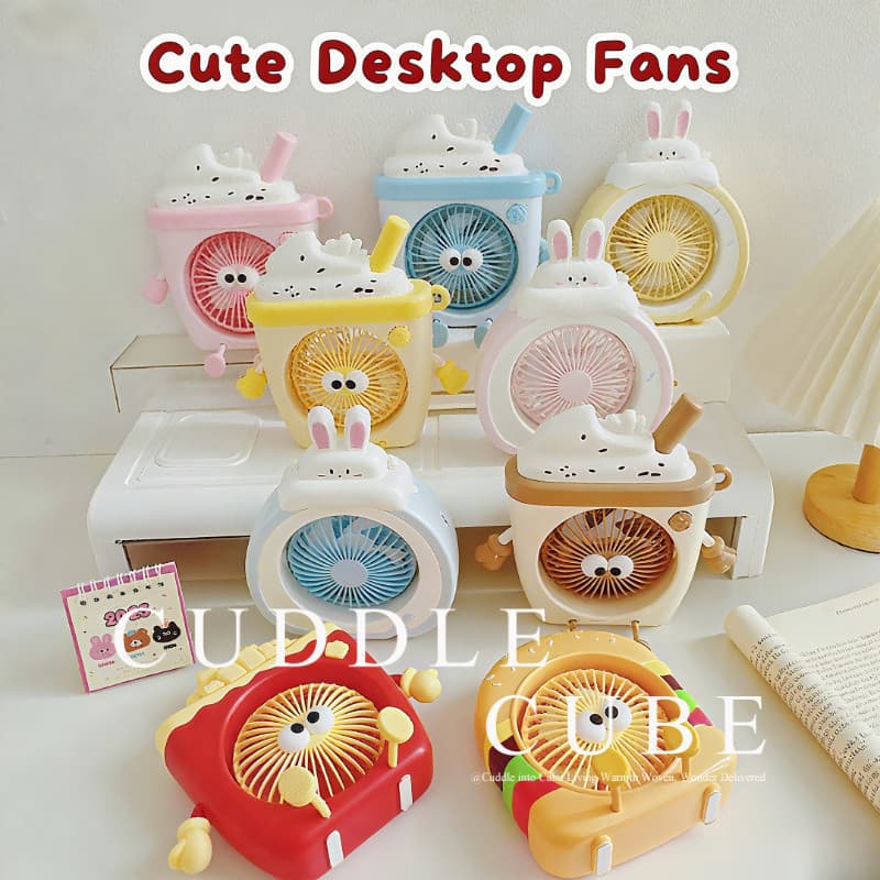 Mini Ventilador/Desktop/Dormitório Estudantil/Escritório/Portátil/Recarregável/Coelho Bonito Dos Desenhos Animados-354
