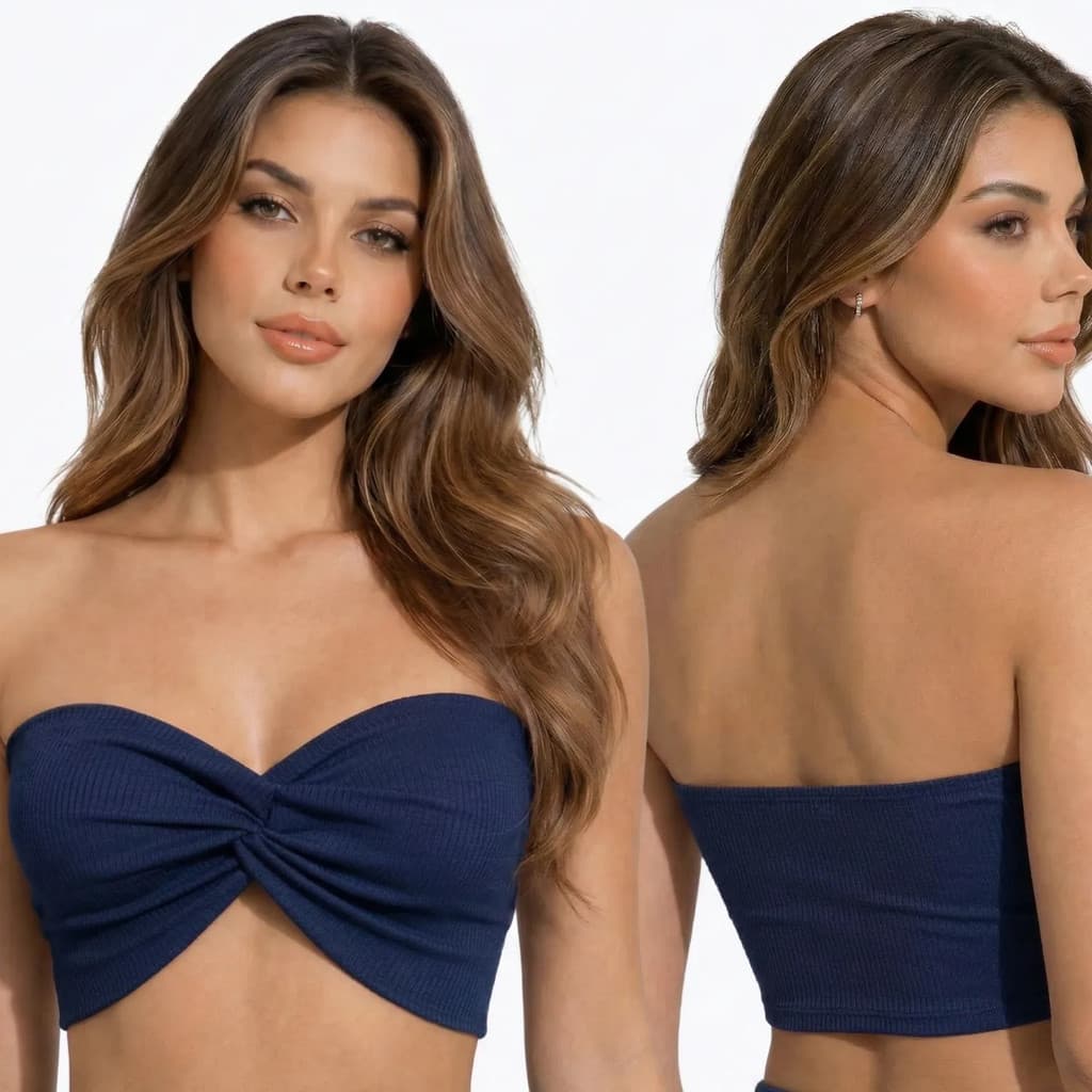 Top Faixa Sutiã Cropped Sem Bojo Sem Alça Topper Feminino Canelado Tomara Que Caia Praia