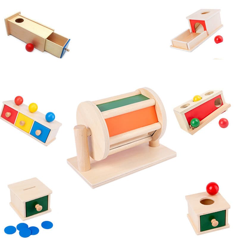 Montessori 1-3 anos de idade jardim de infância educação precoce caixa de moedas tambor têxtil auxiliares de ensino mont