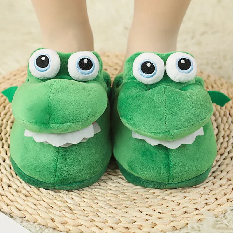 2026 Novos Chinelos De Crocodilo Brincalhão Com Boca Móvel Diversão Pop-up Design Animal Calçado Feminino Meninas Macio