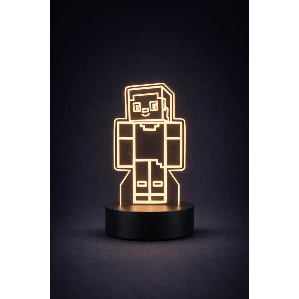 Luminária 3d Steve Minecraft Fofo Gamer Kids Presente Top