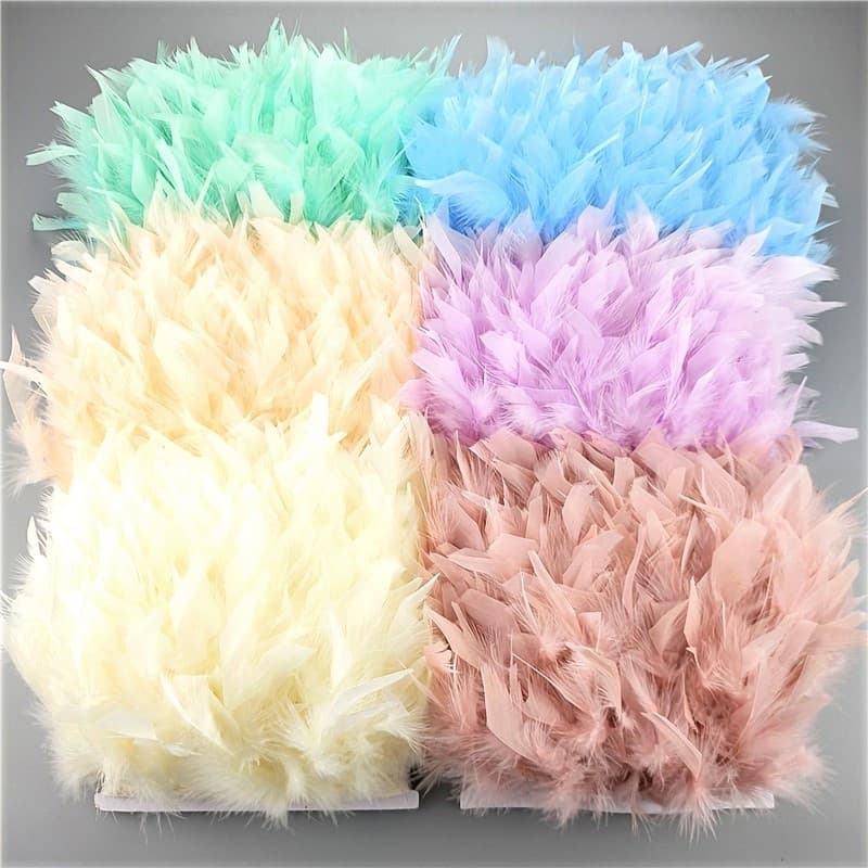 2metros/Lot Turkey Feather Trim Colorful Wide 5-6inch Feathers Fringe RibbonDress Plumas Acessórios Para Festa De Casame