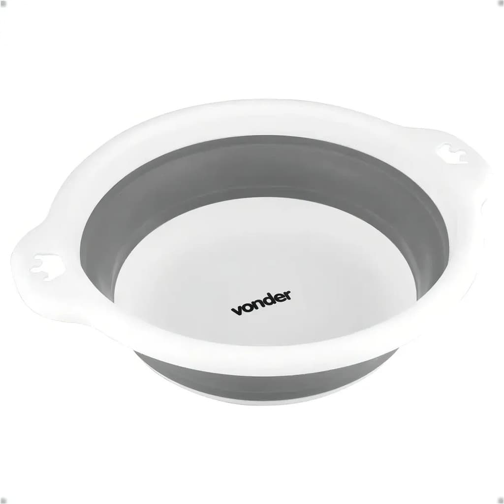 Bacia Dobrável 8 Litros Com Gancho 42,5x12cm Cinza - Vonder