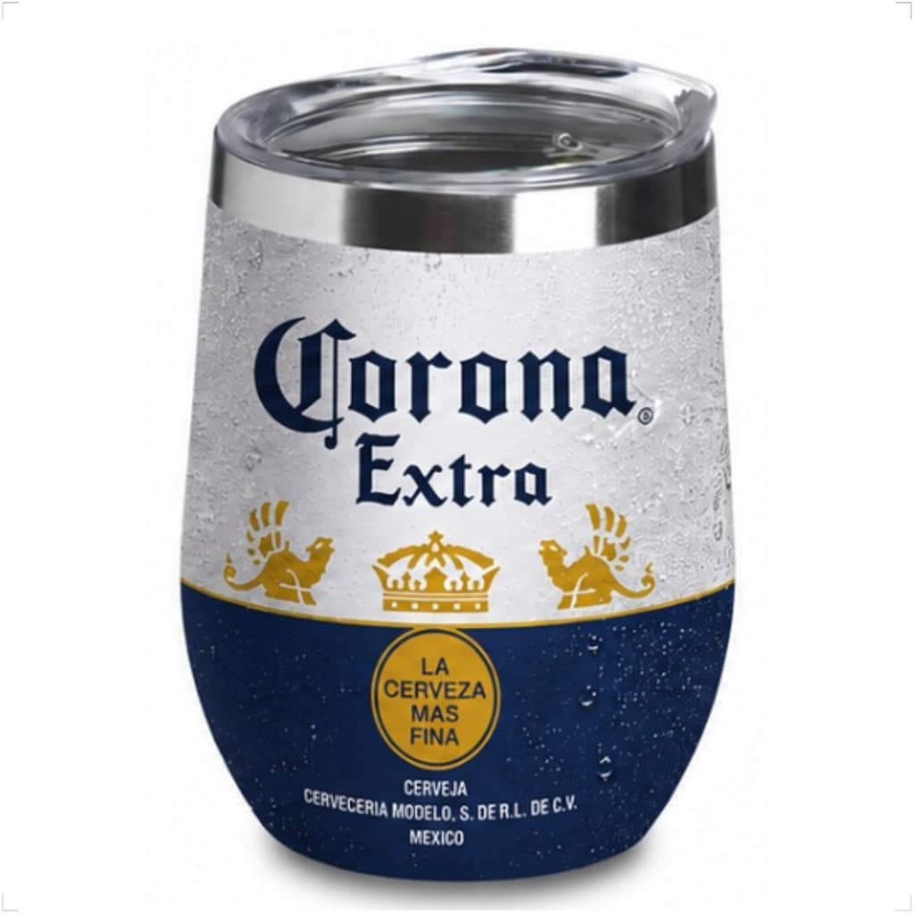 Copo Cuia Térmico Inox Tampa Acrílica 350ml Style Branco e Azul