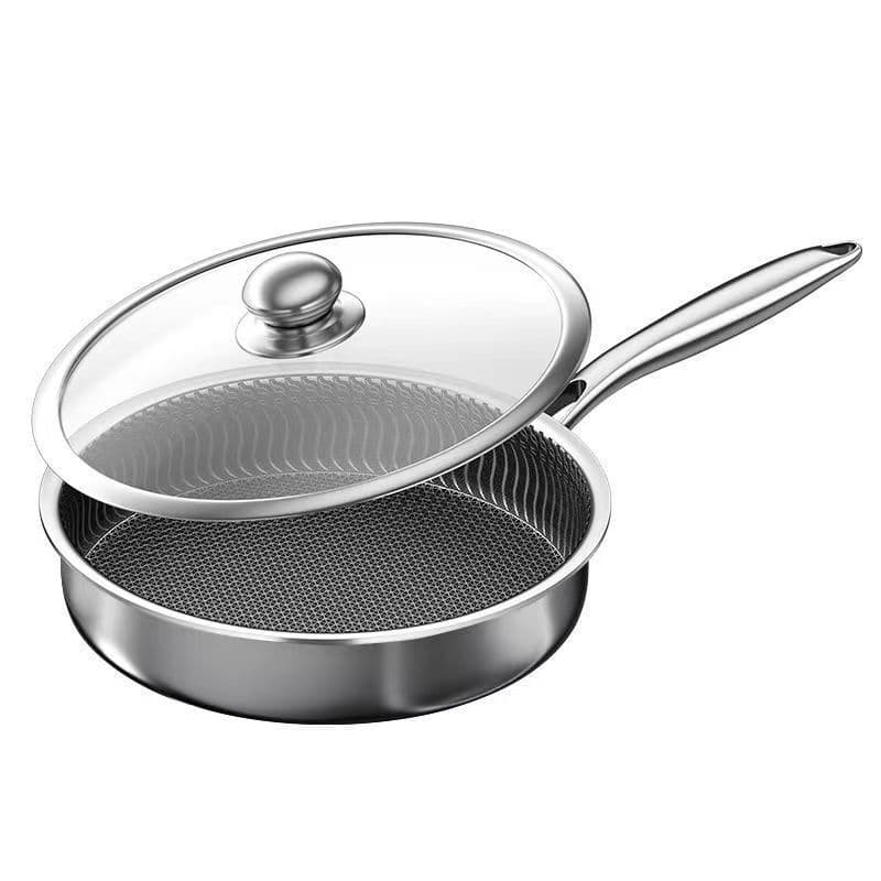[Resistente e Durável] Panela de Fundo Plano de Aço Inoxidável 316/Frigideira Antiaderente/Cozinha Doméstica