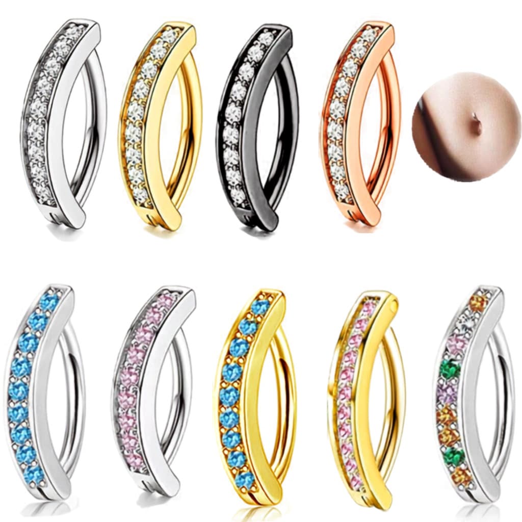 Piercing Barriga Feminino Titânio G23 Argola Click Cravejado Zircônia