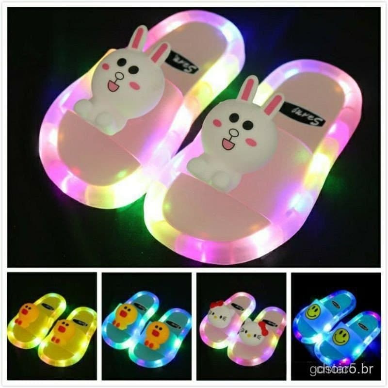 Chinelos Infantis Unissex com Luzes LED Transparentes