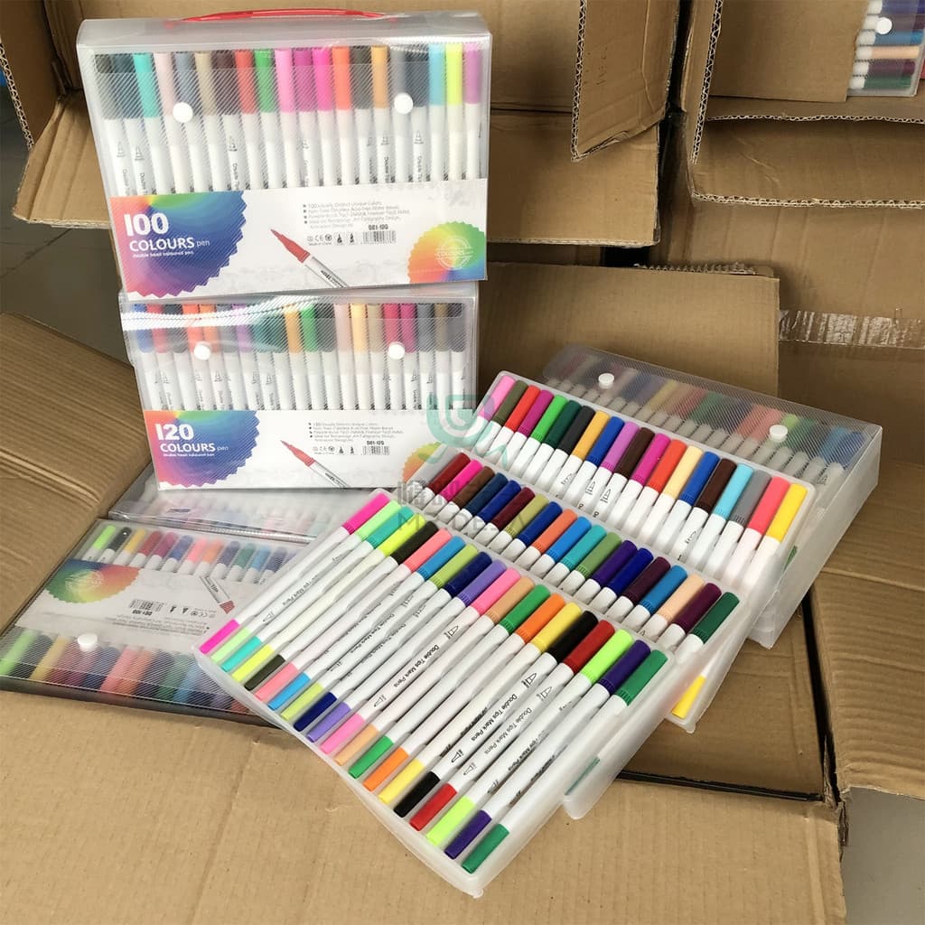 Caneta aquarela de duas cabeças, pintura artística, cor especial, gancho, caneta de linha, solúvel em água, pincel de ca