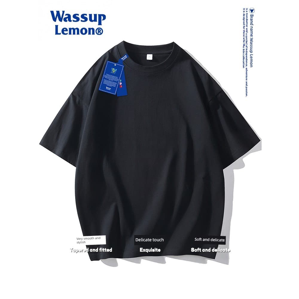 T shirt feminina Camiseta cropped Camiseta feminina WASSUP LEMON Camiseta de manga curta de algodão pesado masculino fem