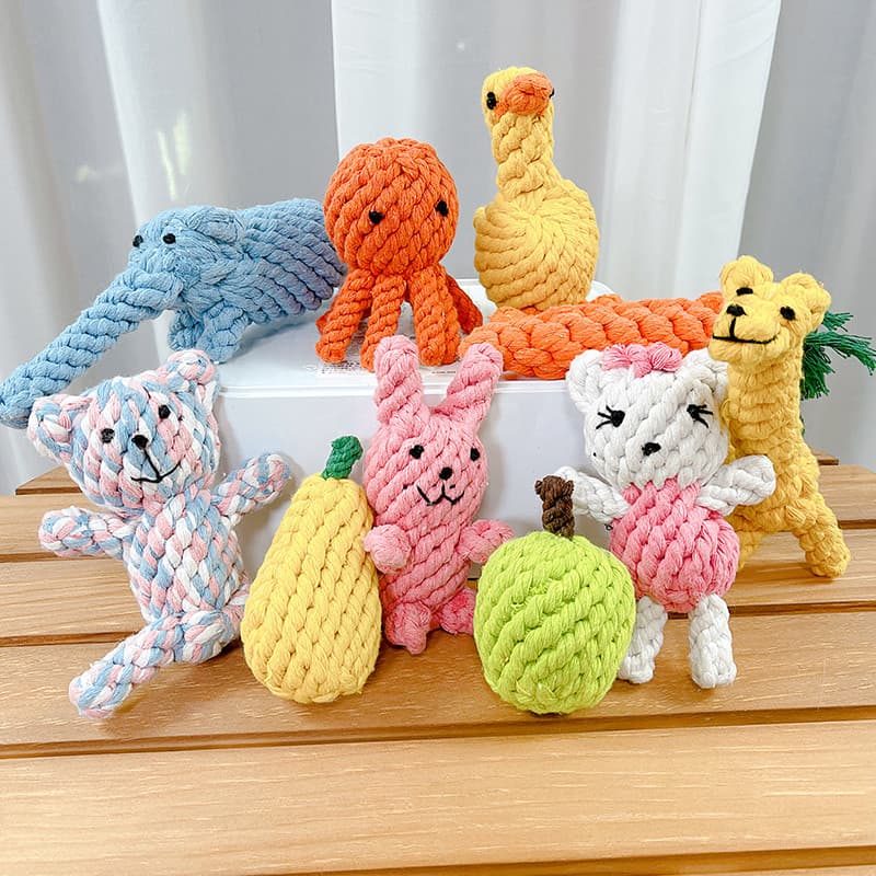 Cão brinquedo nó mordida corda cão Pet cenoura bola pequeno cão interativo corda de cânhamo fio bola Molar mordida resis