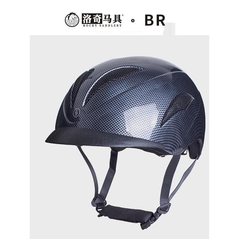 Capacete equestre de superfície de fibra de carbono BR Capacete de equitação ajustável e resistente ao desgaste Capacete