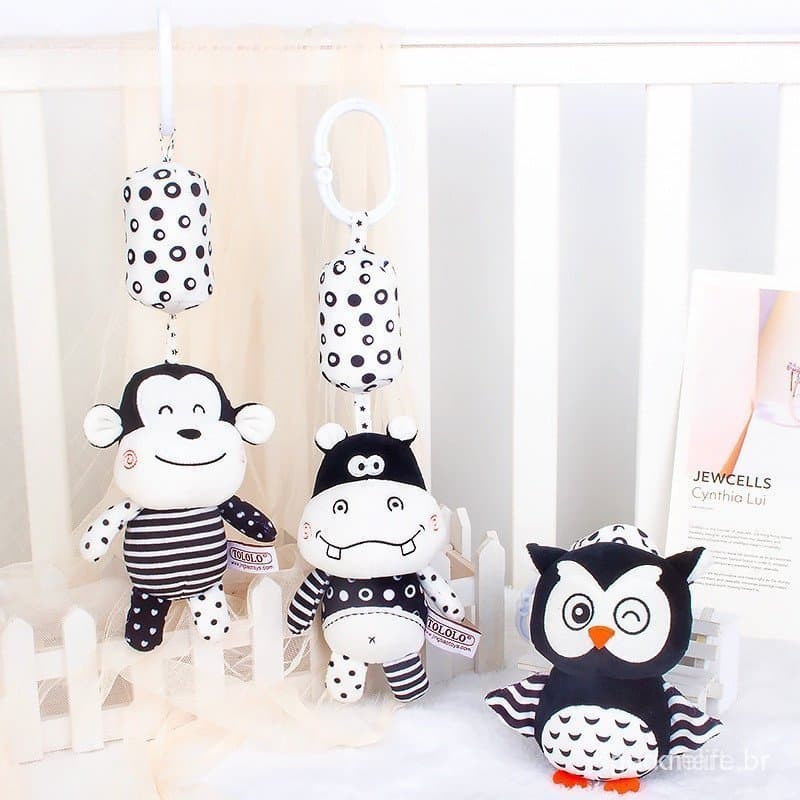 Treinamento visual neonatal/campainha preto e branco/brinquedos do bebê 0-1 anos/sino da cama educação infantil quebra-c