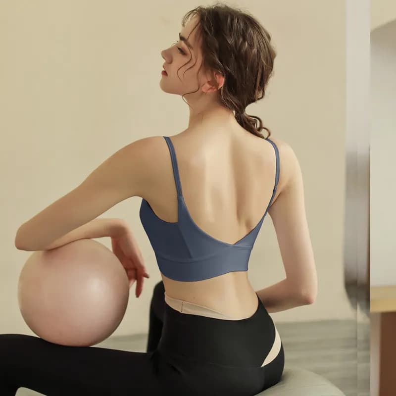 Yoga esportes roupa interior camisola à prova de choque reunindo seios correndo Fitness bonito sutiã traseiro tubo super