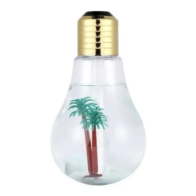Umidificador de Ar Portátil Formato Lâmpada USB com LED Decorativo 400ml