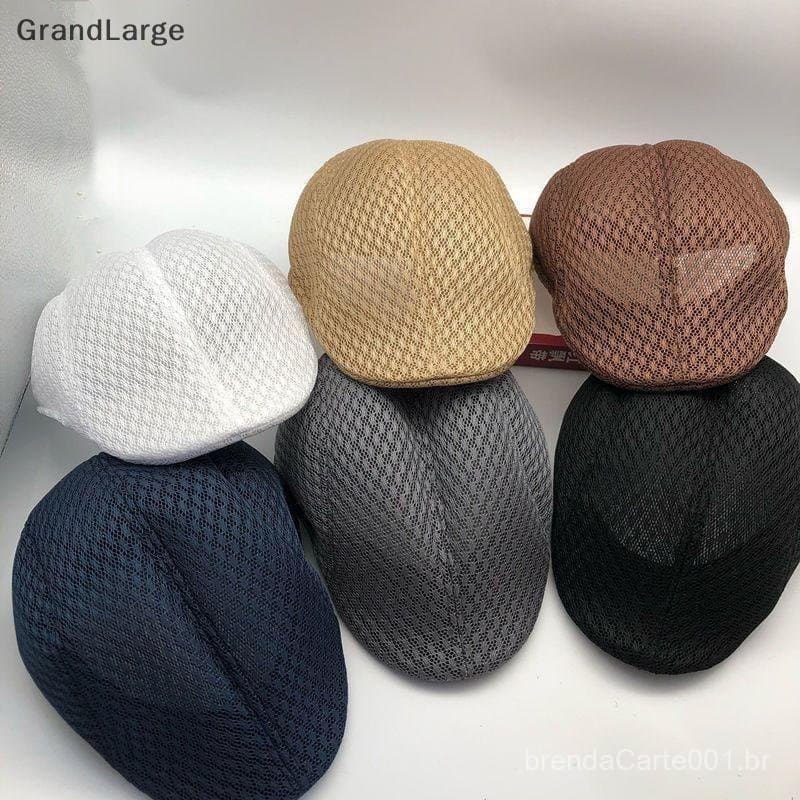 [GrandLarge] Chapéu De Sol Respirável De Verão , Boina , Malha Oca , Cor Sólida Proteção Solar , Masculino , Feminino ,