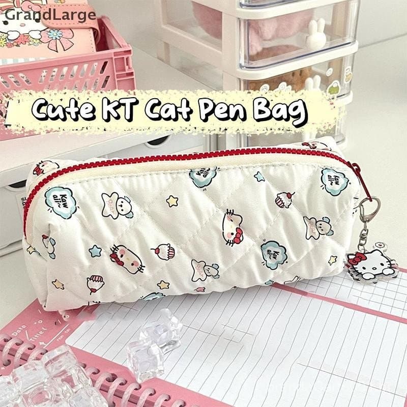 [GrandLarge] Bolsa De Lápis Hello Kitty De Desenho Animado Adorável De Grande Capacidade KT Cat Estojo Cosméticos Caixa