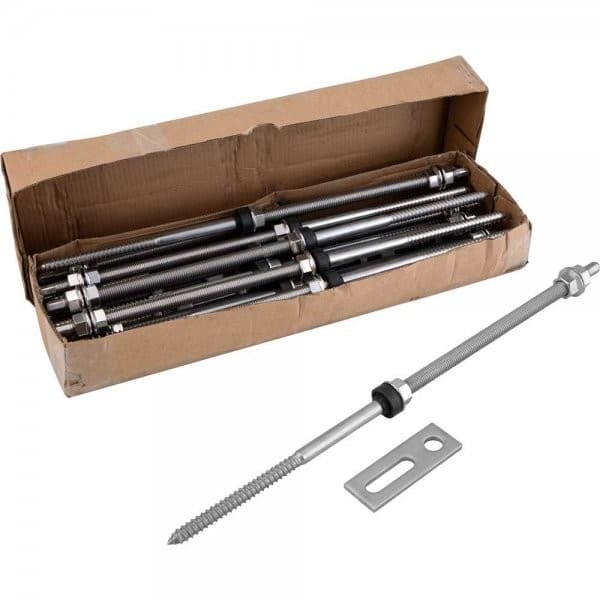 Conjunto haste M12 x 400 mm com suporte reto para painel solar para madeira VONDER