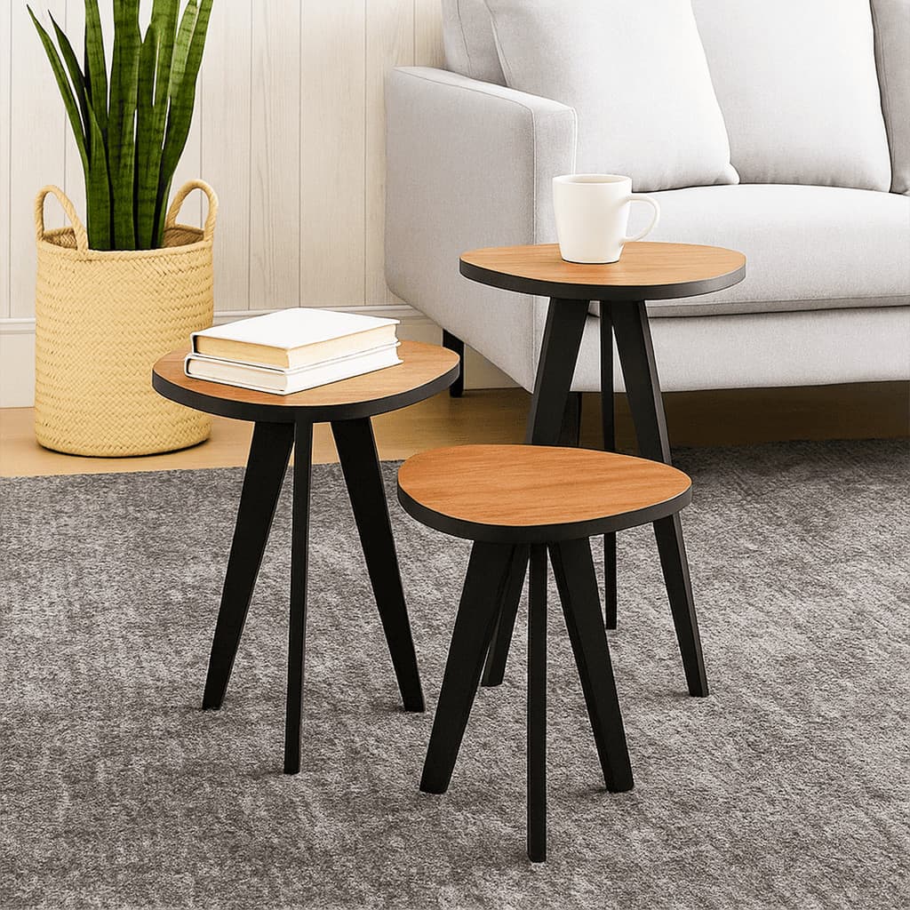 Kit Mesinhas Laterais Formato Orgânico – Versatilidade e Elegância para Sua Casa