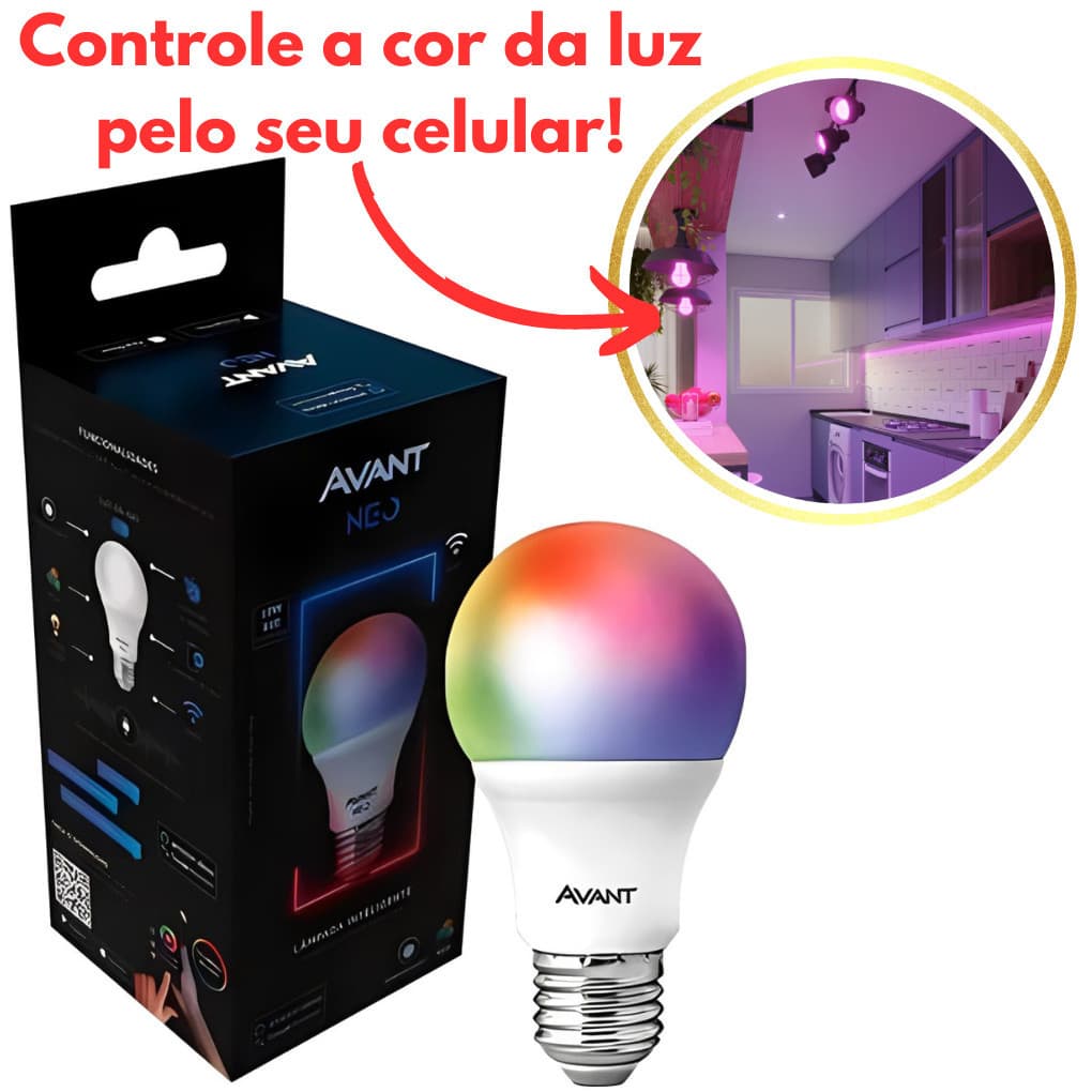 Lâmpada Smart Bulbo Led Wi-fi Inteligente Rgb 10w Bivolt 110V/220V Avant