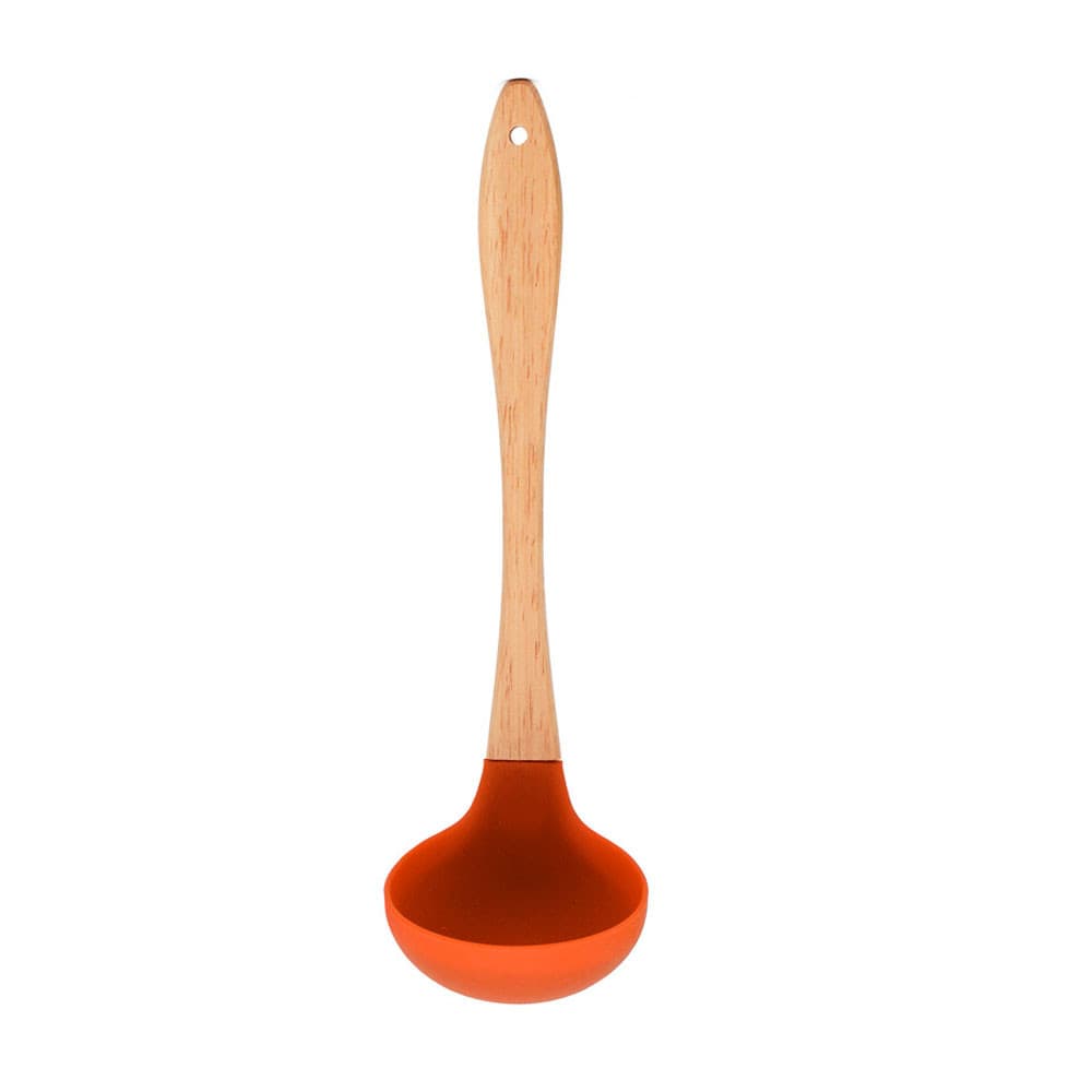 Concha Silicone Cabo Madeira Nature 29cm Laranja Mai Home