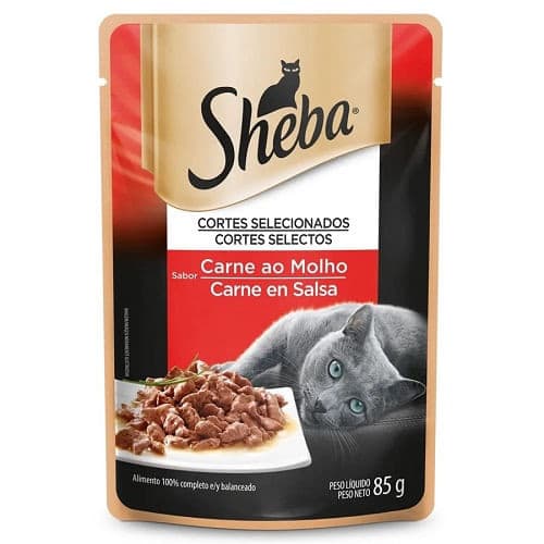Ração Úmida Sheba Sachê Carne Molho Gatos Adultos 85g