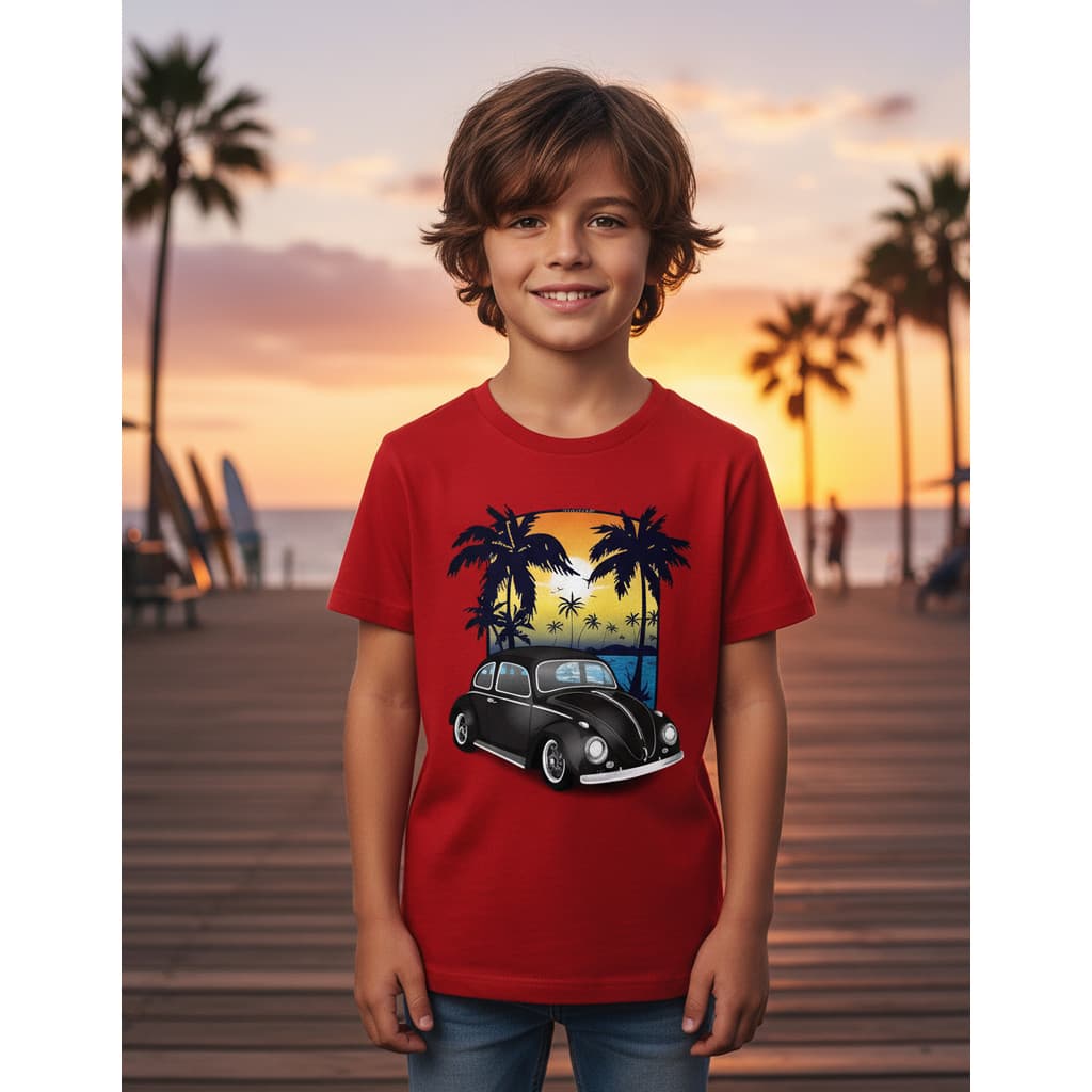 Camiseta Infantil  Estampa Fusca Preto Estilosa Menino Roupa