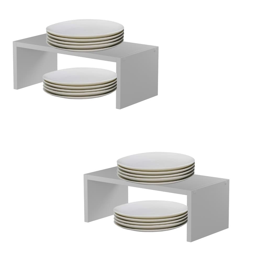 Kit 2 Prateleiras Suporte Organizador Porta Pratos Armário Cozinha Dispença 40 cm mdf tx Branco