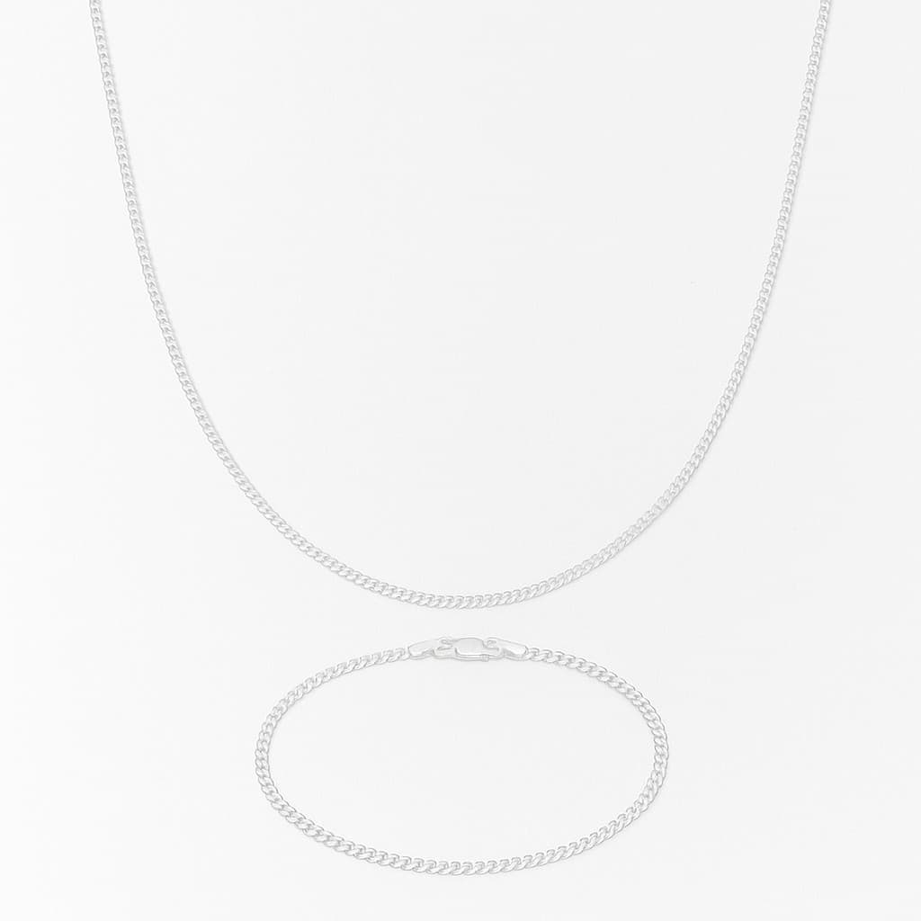 Conjunto Masculino Prata 925 Corrente 70 cm + Pulseira 21 cm com Caixa de Veludo