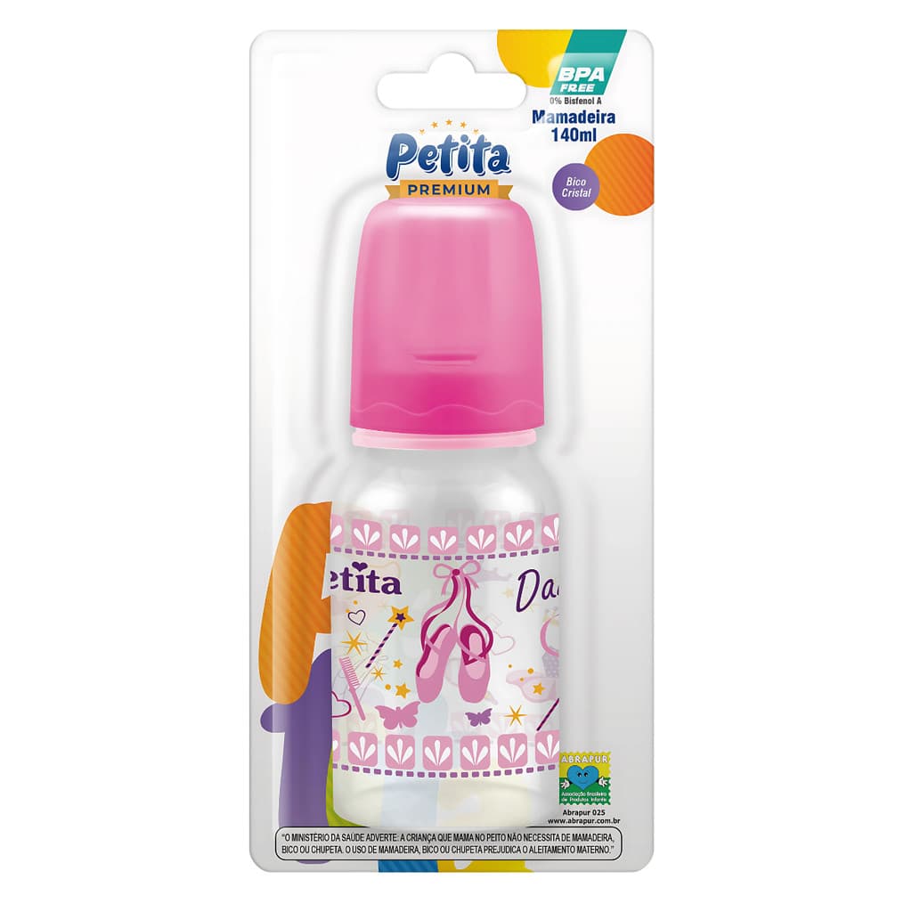 Mamadeira Menina Bebe Premium 140ML Bico Silicone Petita