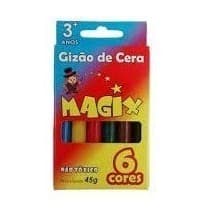 1 Caixa Gizão Giz De Cera Grosso 6 Cores 45g Magix