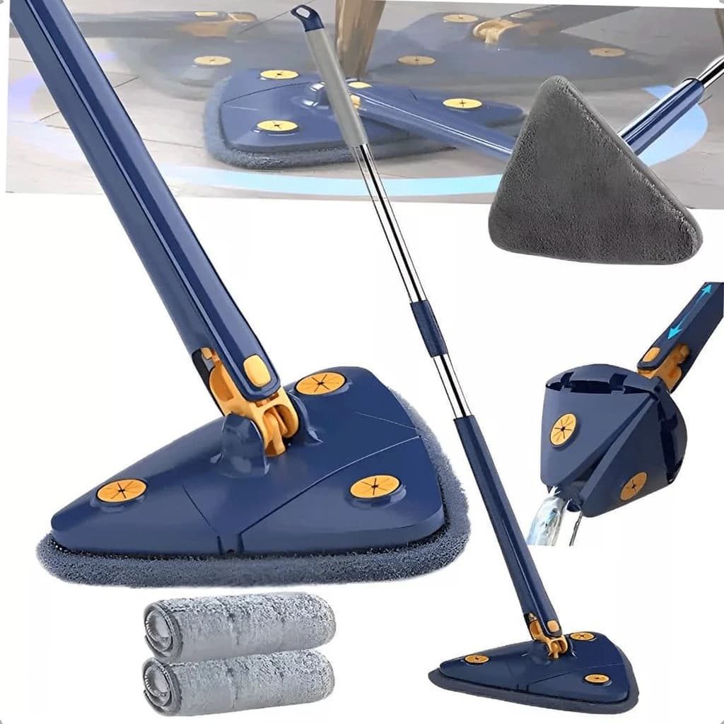 Esfregão Rodo Limpeza Triangulo Mop Giratorio Ajustável Refil Banheiro Chão Janela Teto 360°