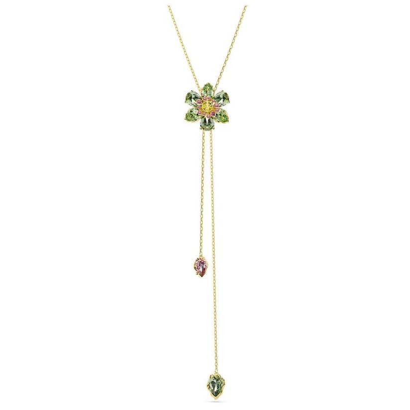 Colar Swarovsky Idyllia Y Cortes Mistos , Flor , Multicolorido , Banhado A Ouro