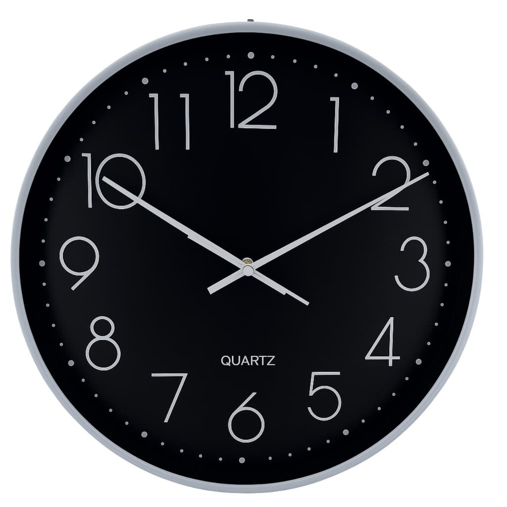Relógio Parede 36cm Quartz Decoração Preto Branco Moderno Escritório Sala Cozinha Casa Silencioso