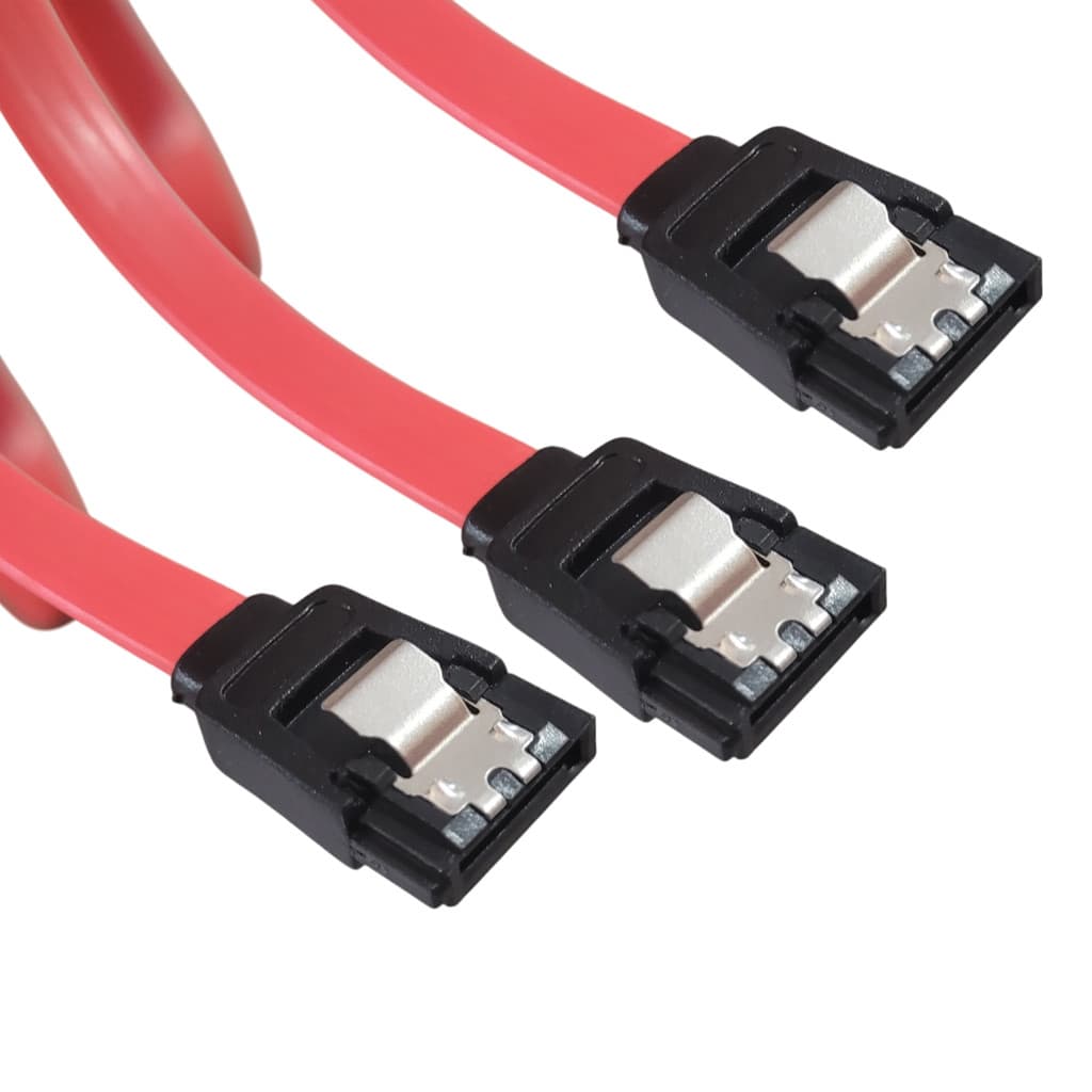 Kit 3 Cabo SATA de Dados 40cm Vermelho Com Trava 6Gb/s SATA 3