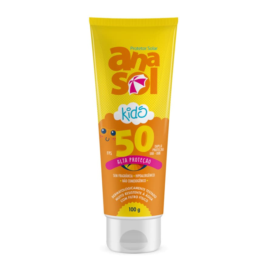 Protetor Solar Infantil Anasol de Alta Proteção FPS 50 Vegano (100G)