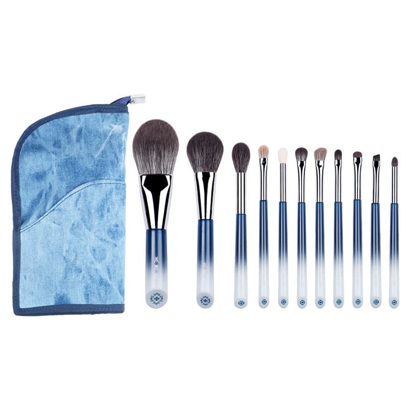 11 pçs borboleta amor flor Animal cabelo conjunto de maquiagem escova com Denim escova pacote lã profissional pincel de