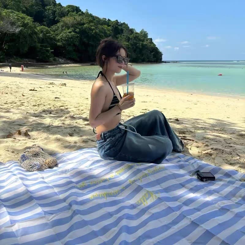 Tapete de férias de praia portátil dobrável