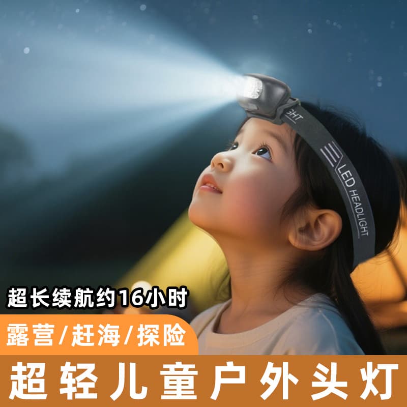À prova dwaterproof água ultra-leve farol ao ar livre das crianças recarregável ultra-longa vida útil da bateria acampam
