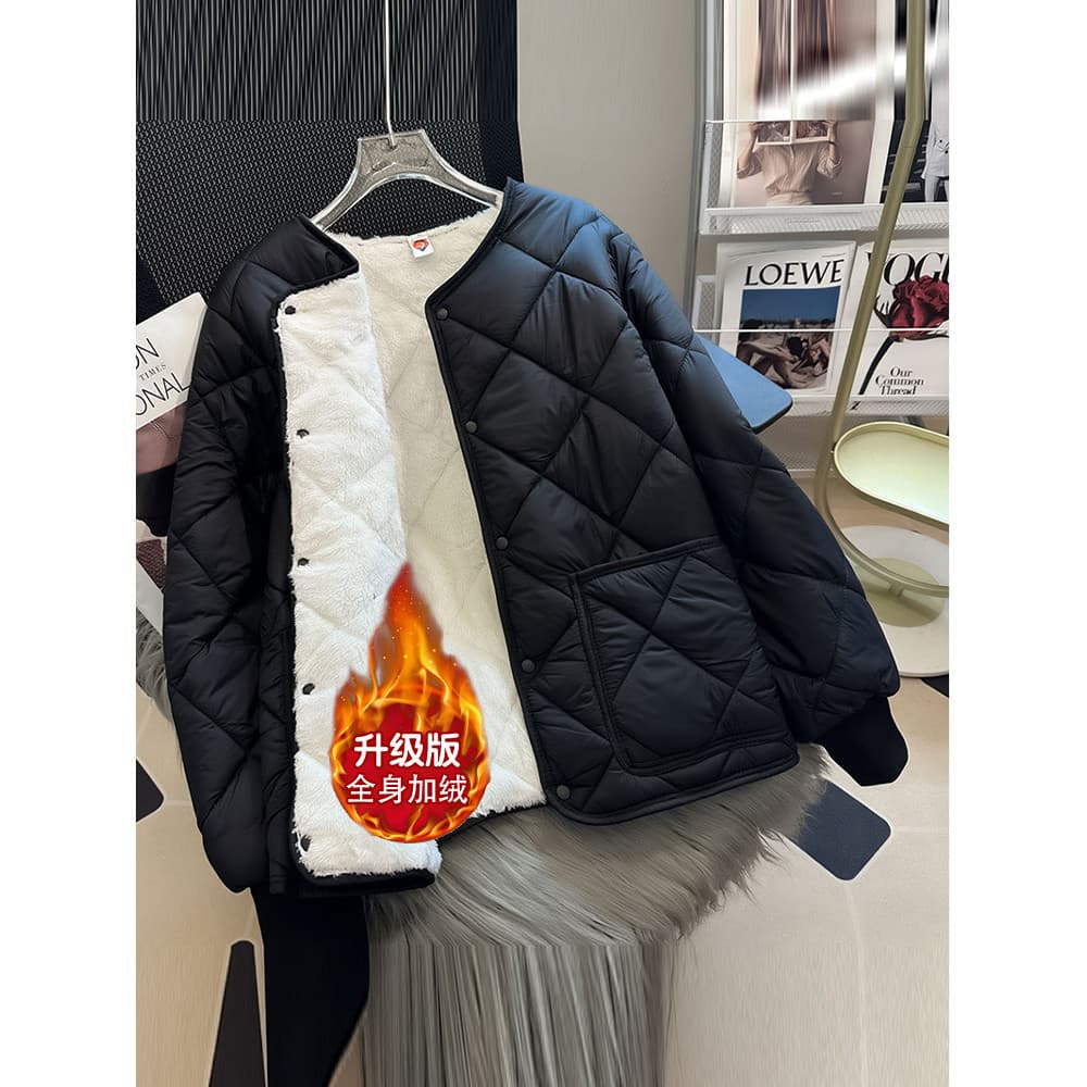 Jaqueta acolchoada com forro de tamanho grande feminina inverno novo estilo uniforme escolar de estudante roupa interna