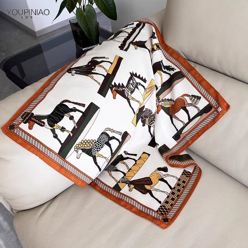Retro cavalo pequeno lenço quadrado cachecol de algodão linho sentir lenço de seda combinando moda quente xale cachecol