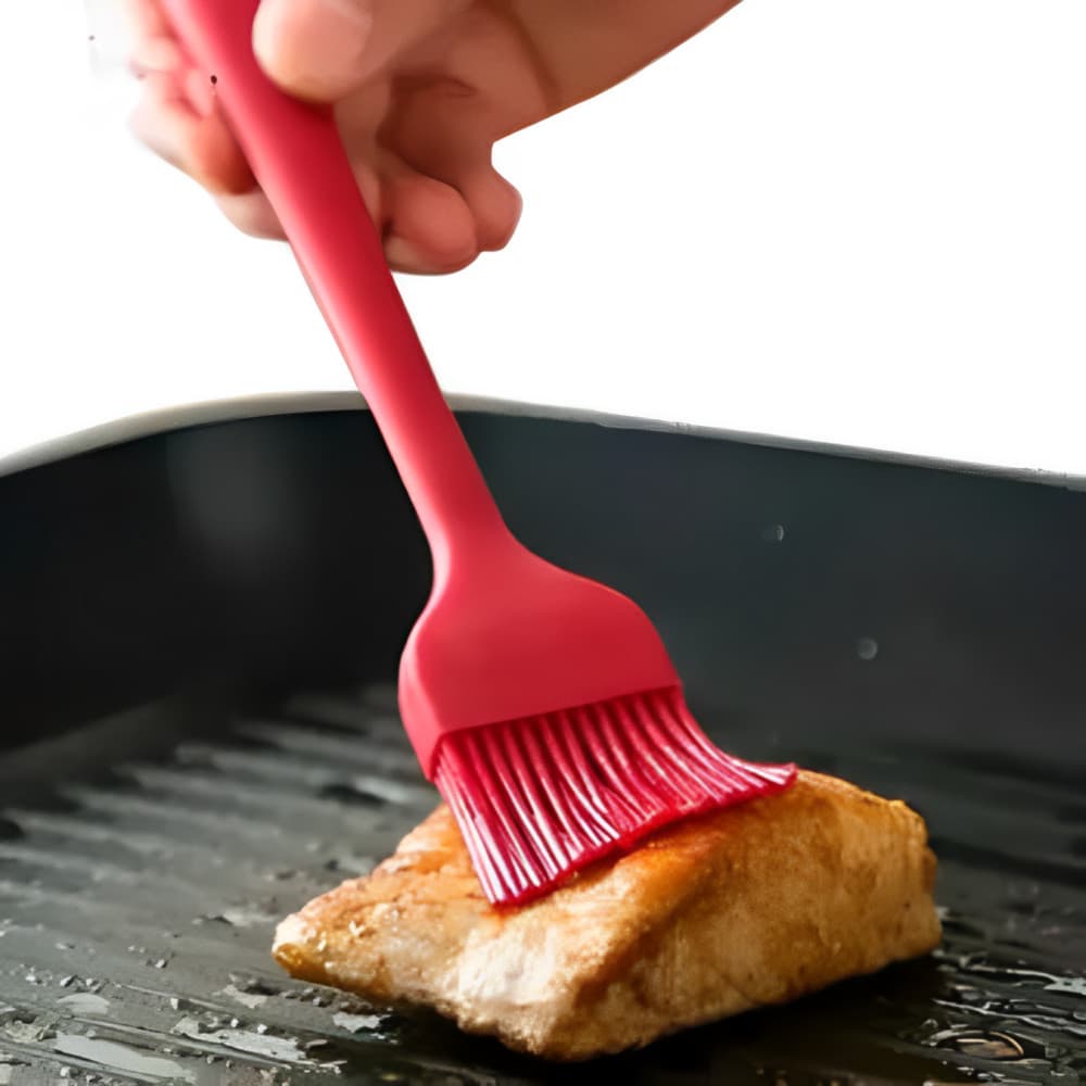 Pincel Culinário de Silicone Vermelho com Suporte 24cm