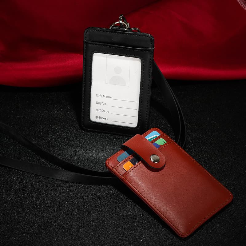 Artefato de couro genuíno versão Vertical crachá titular do cartão titular do cartão crachá cordão estudante cartão ônib