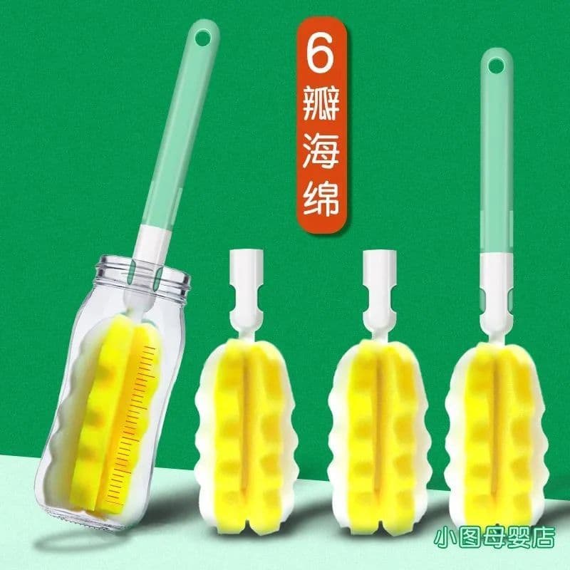 Escova para mamadeiras com cabeça de esponja de alta densidade substituível, escova para copos, escova para bicos, escov