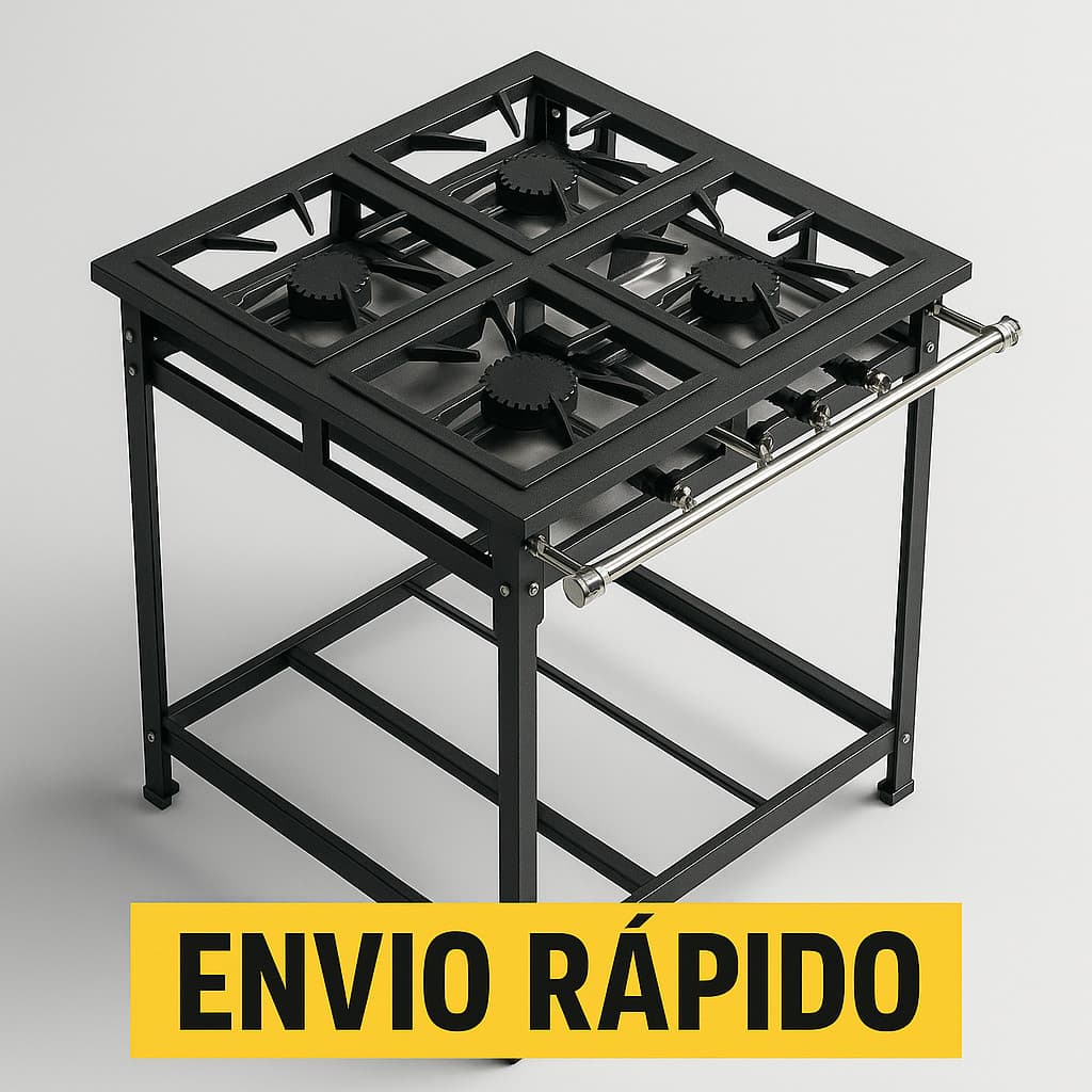 Fogão Industrial 4 Bocas Queimadores  Ferro fundido Grelha Aço de Carbono 30x30 Alta Pressão P5