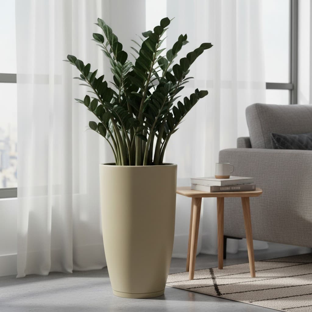 Vaso Coluna Bojo 55x33 com Prato Coletor em Polietileno Fosco Jateado para Plantas