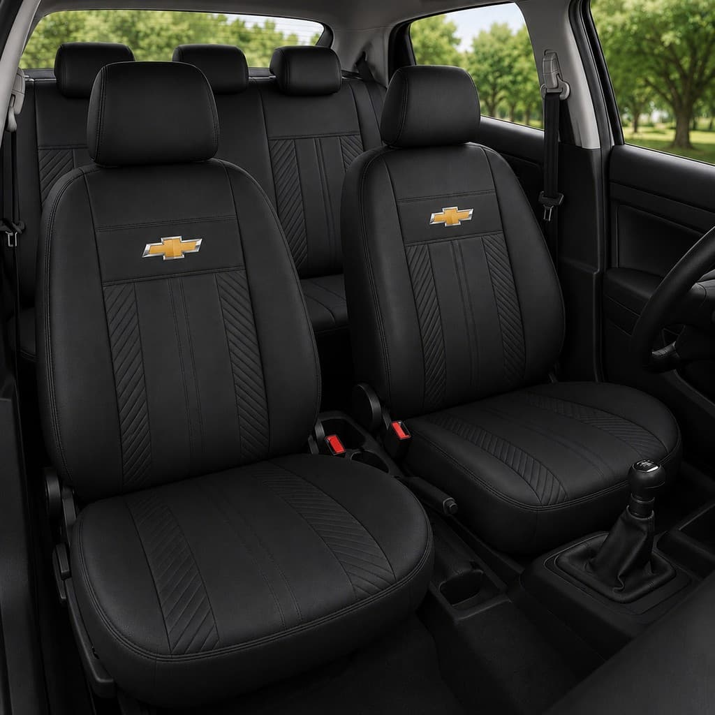 Jogo Capa De Banco Para Carro Couro Ecológico Diamantada Premium Completo Chevrolet Corsa Celta Prisma Onix Agile