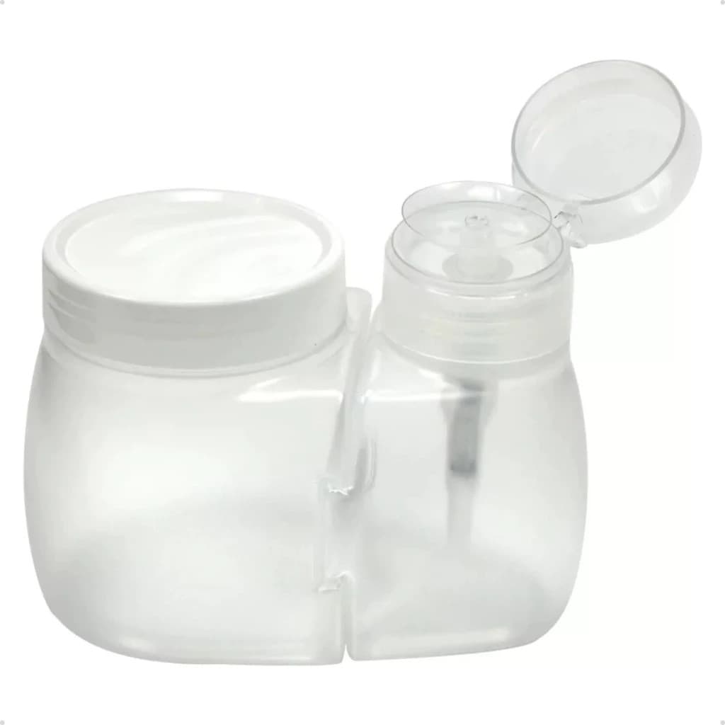 Dosador De Acetona Com Porta Algodão Santa Clara 2 Em 1 Manicure Transparente Original